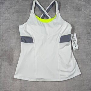 KSwiss x Lucky in Love Shirt Womens Medium White Neon Tank Top Athletic Vaportex